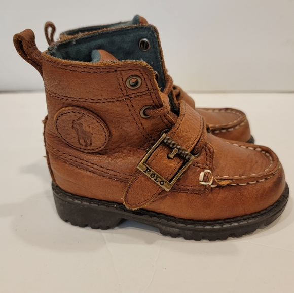 Polo boys infants toddler ranger boots kids shoes boots size 6 brown leather - Picture 4 of 8